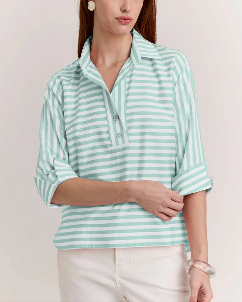 Blusa de Patrón Mixto con Botón en la Espalda de Gingham