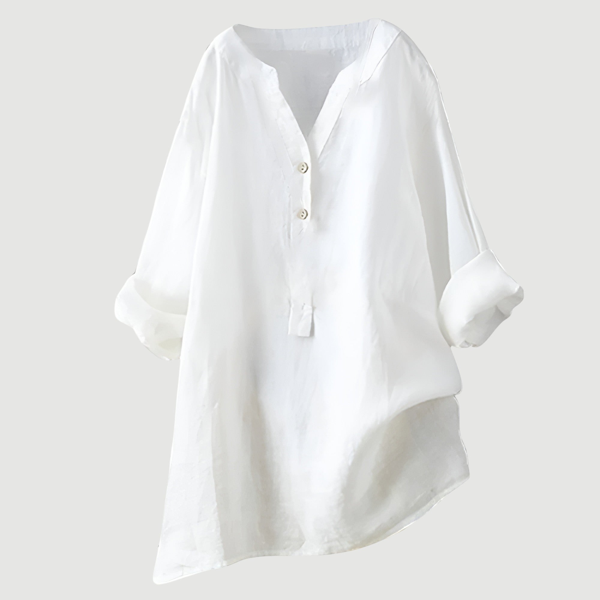 Blusa de lino suelta con escote en V