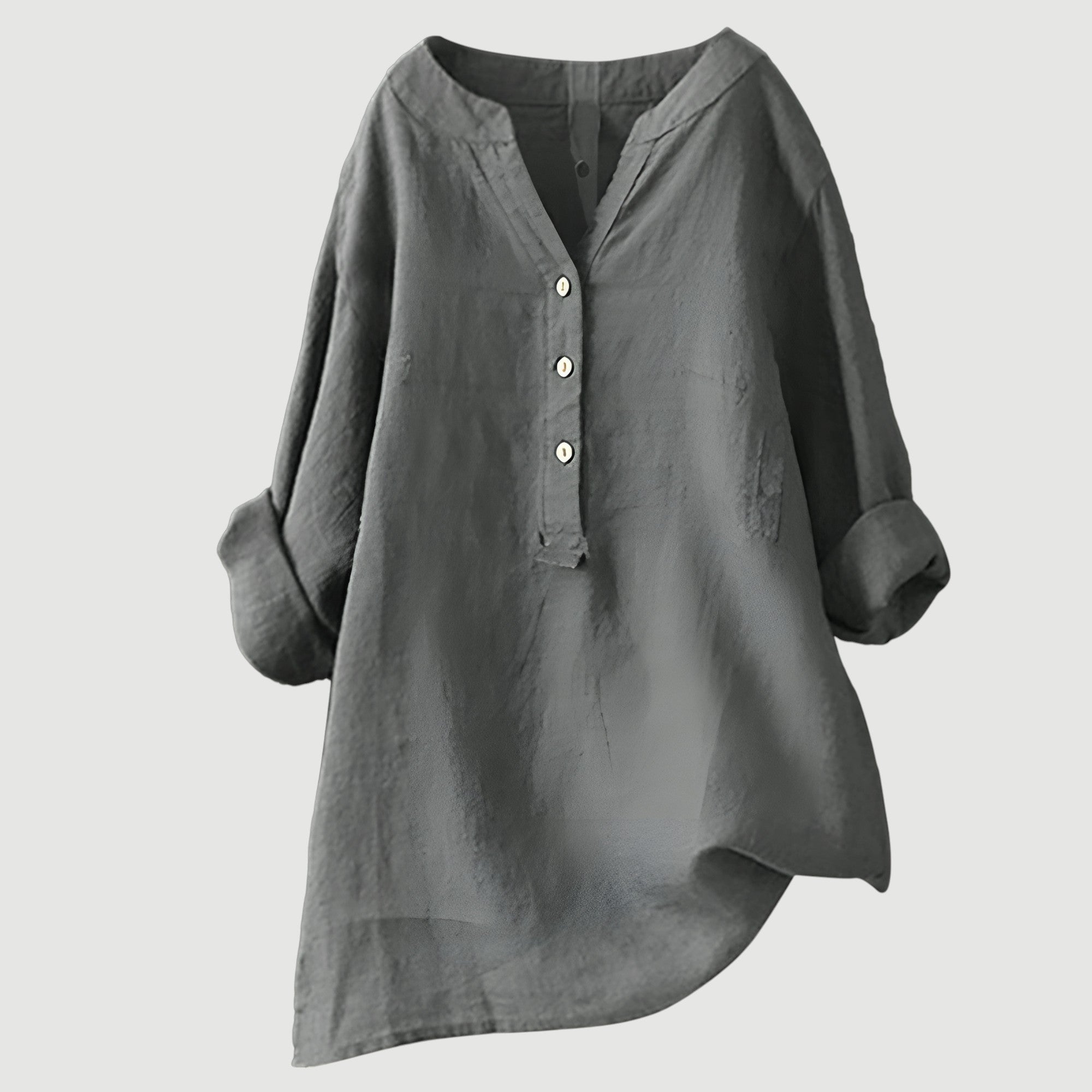 Blusa de lino suelta con escote en V
