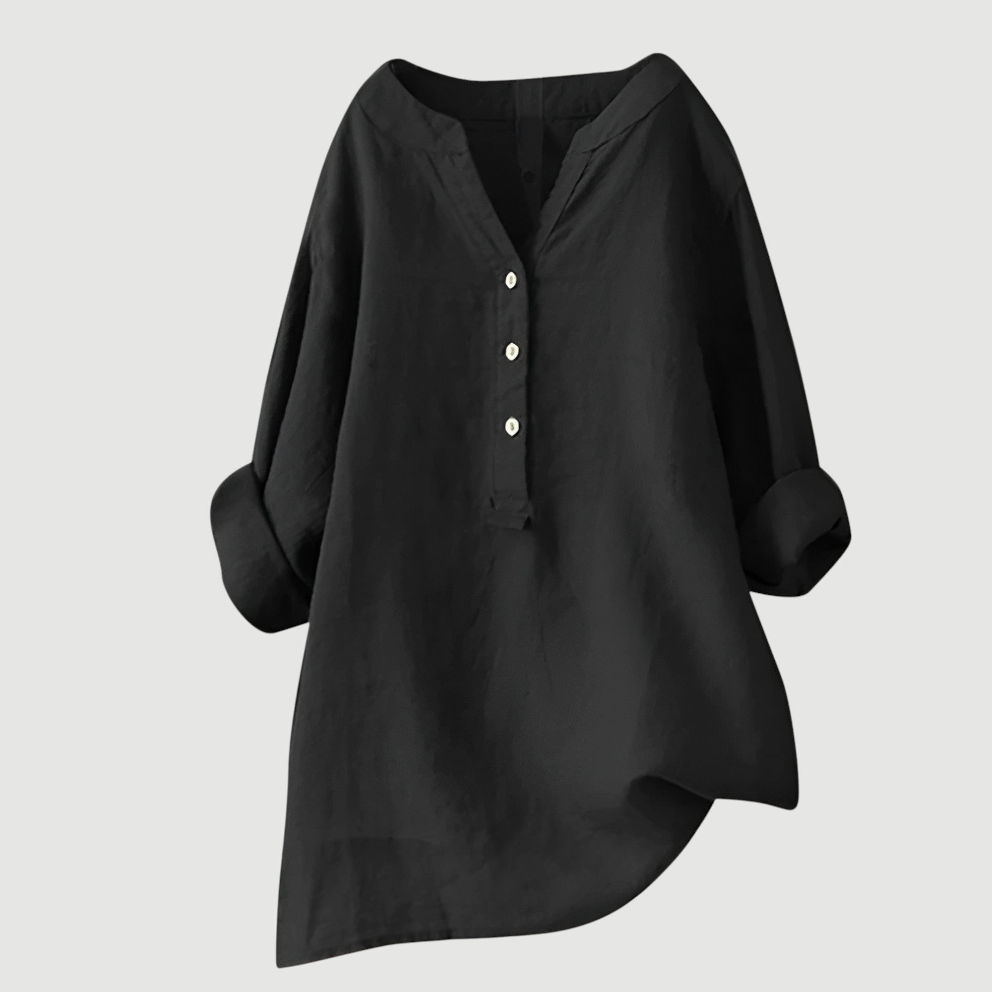 Blusa de lino suelta con escote en V