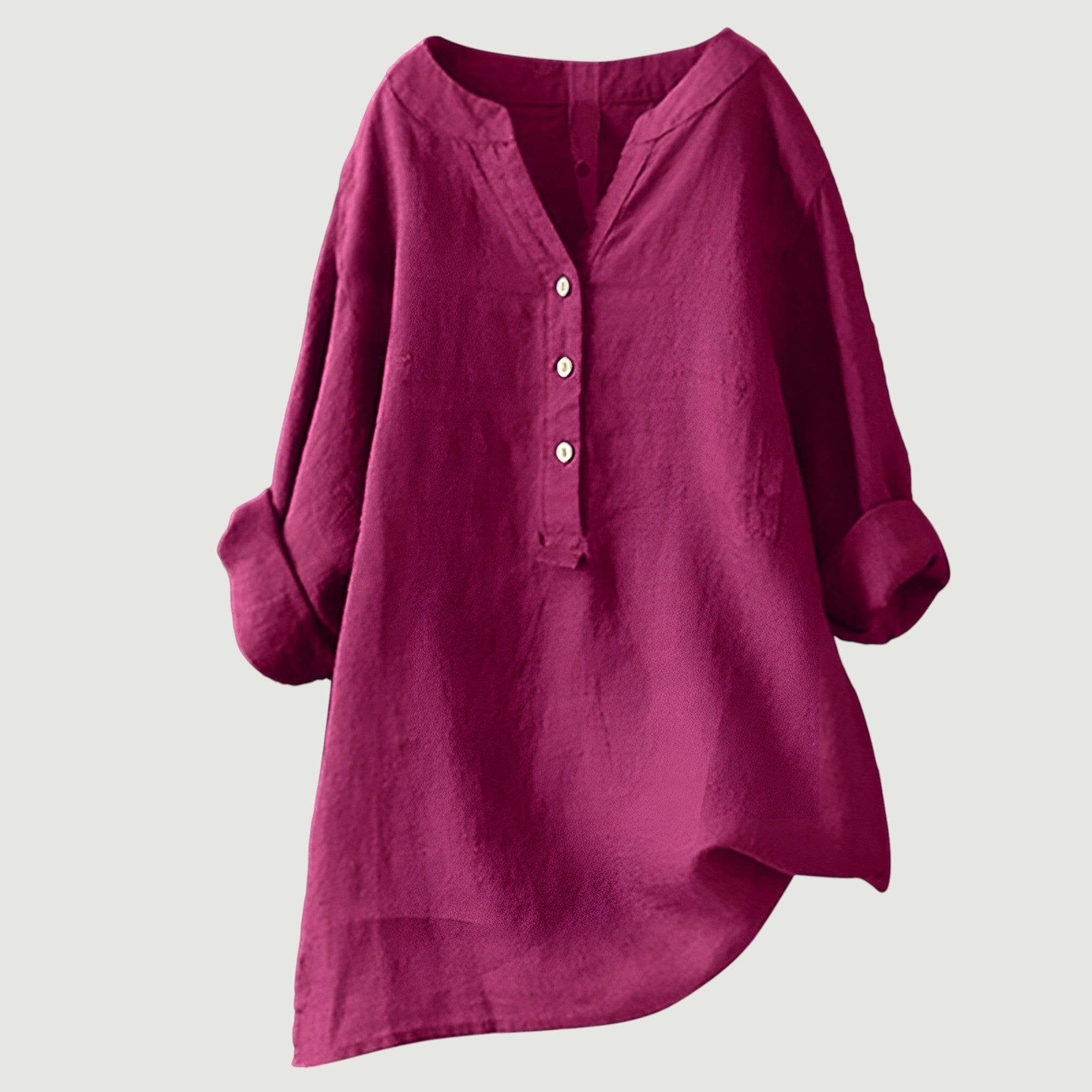 Blusa de lino suelta con escote en V