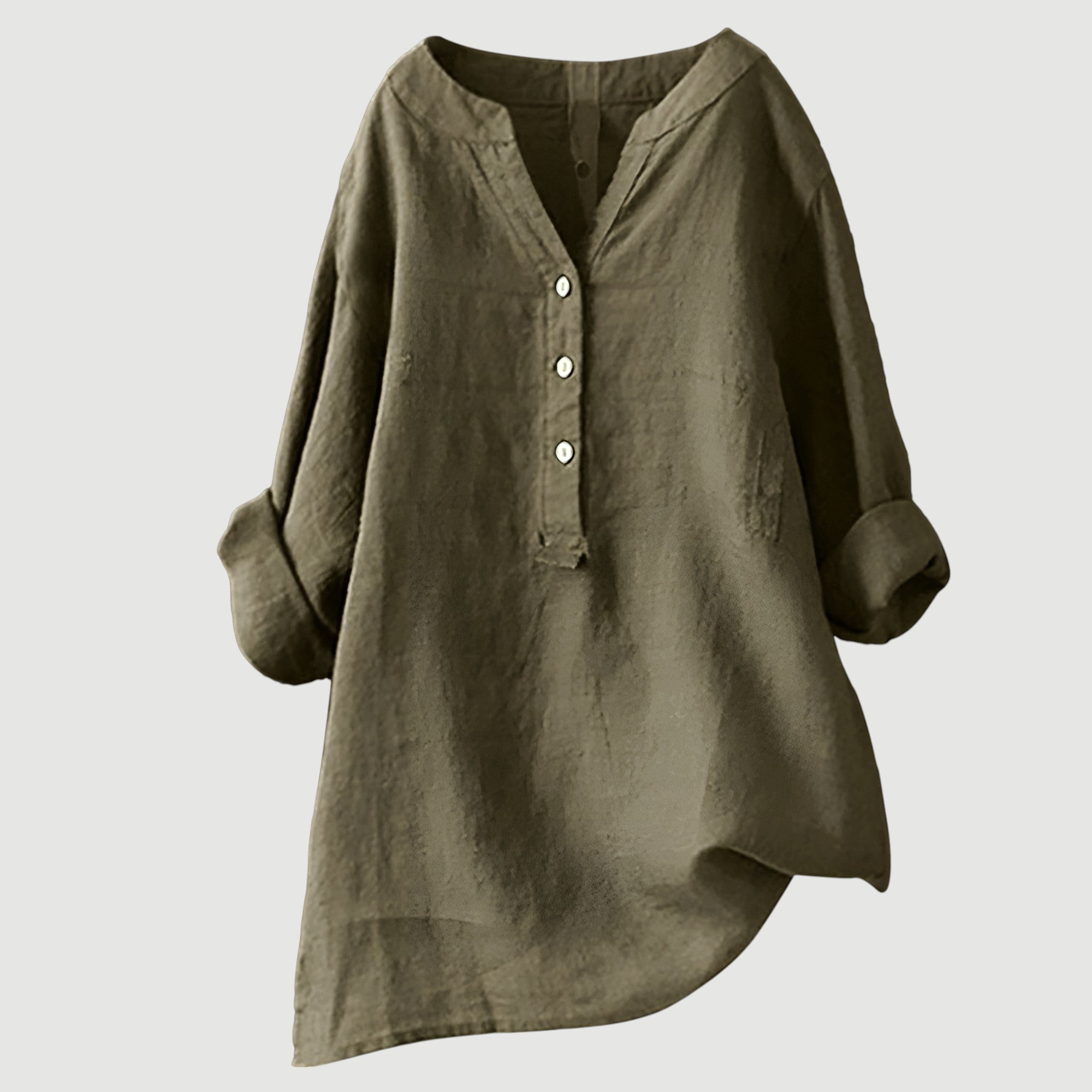 Blusa de lino suelta con escote en V