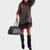 Aurora | Jersey Oversize de Cuello Alto con Detalle de Encaje