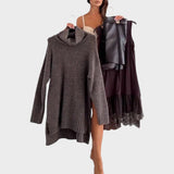Aurora | Jersey Oversize de Cuello Alto con Detalle de Encaje