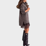 Aurora | Jersey Oversize de Cuello Alto con Detalle de Encaje