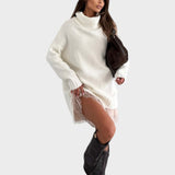 Aurora | Jersey Oversize de Cuello Alto con Detalle de Encaje