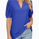 Blusa de Manga Abullonada con Ojetes
