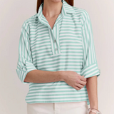 Blusa de Patrón Mixto con Botón en la Espalda de Gingham