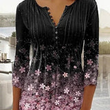 Blusa Floral con Mangas de Campana y Pliegues