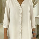 Blusa de Mezclilla con Volantes Chic y Femenina
