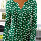 Blusa Floral con Mangas de Campana y Pliegues
