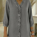 Blusa de Mezclilla con Volantes Chic y Femenina