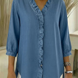 Blusa de Mezclilla con Volantes Chic y Femenina