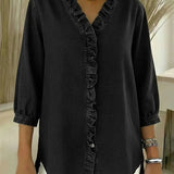 Blusa de Mezclilla con Volantes Chic y Femenina