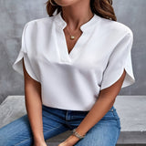 Blusa de Manga Tulipán con Cuello Notch