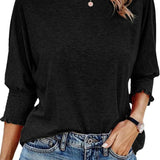 Blusa Casual de Mangas Dolman con Puño Fruncido