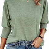 Blusa Casual de Mangas Dolman con Puño Fruncido