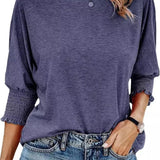 Blusa Casual de Mangas Dolman con Puño Fruncido