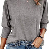 Blusa Casual de Mangas Dolman con Puño Fruncido