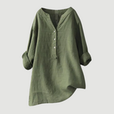 Blusa de lino suelta con escote en V