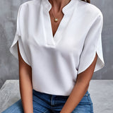 Blusa de Manga Tulipán con Cuello Notch