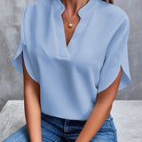 Blusa de Manga Tulipán con Cuello Notch
