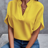 Blusa de Manga Tulipán con Cuello Notch