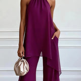 Viola | Conjunto Elegante Halter con Pantalones