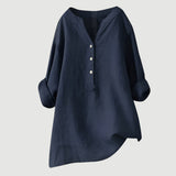Blusa de lino suelta con escote en V