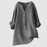 Blusa de lino suelta con escote en V