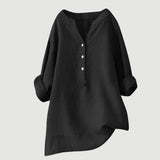 Blusa de lino suelta con escote en V