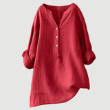 Blusa de lino suelta con escote en V