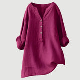 Blusa de lino suelta con escote en V