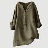 Blusa de lino suelta con escote en V