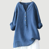 Blusa de lino suelta con escote en V
