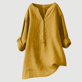 Blusa de lino suelta con escote en V
