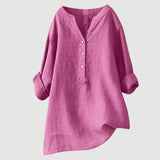 Blusa de lino suelta con escote en V